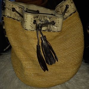 Coach RARE Straw Python Trim HOBO Bag